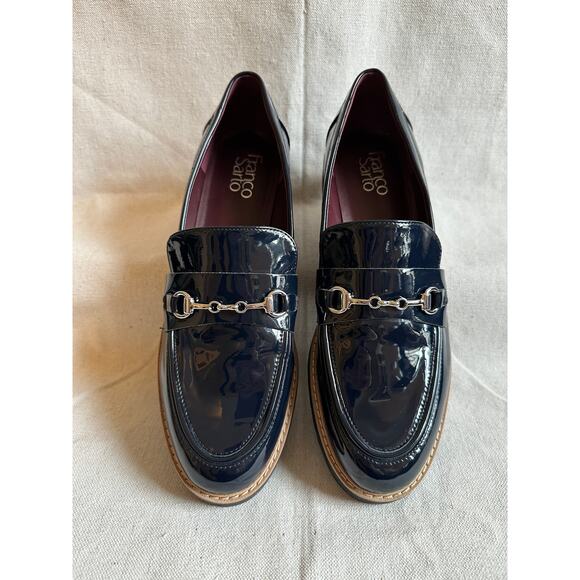 Franco Sarto Collette Faux Leather Vegan Loafer Dark Navy Blue New Womens 9.5 - Picture 4 of 8